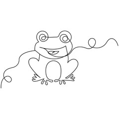 Frog  continuous one line drawing of outline vector illustration

