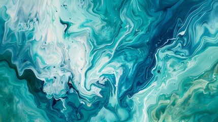 Obraz premium Acrylic abstract blue green background.Fluid art tidewater green toned.