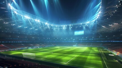 Soccer field arena. Sport background illustration generated by AI