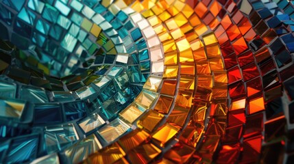 Detailed close up of a vibrant multicolored glass mosaic. Perfect for interior design projects