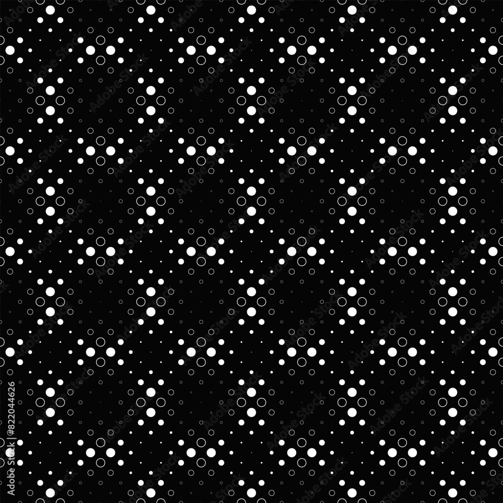 Poster seamless circle pattern background - black white abstract vector graphic design from dots and circle