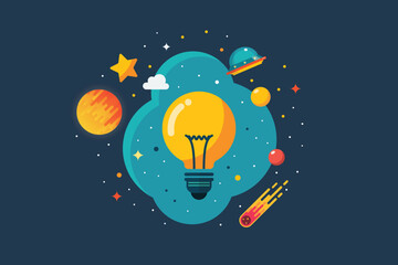 Lightbulb with elements creative idea concept.