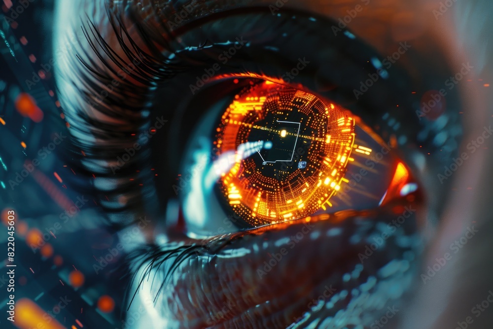 Aufkleber a detailed close-up of a person's eye with a clock reflection. ideal for time management concepts