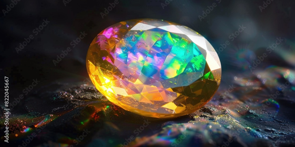 Poster Bright and vibrant crystal on a dark background. Ideal for design projects