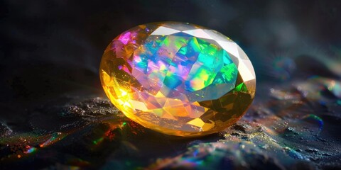 Bright and vibrant crystal on a dark background. Ideal for design projects