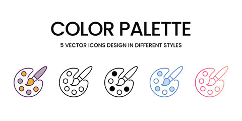 Color Palette Icons different style vector stock illustration