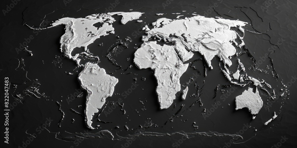 Poster black and white world map suitable for various projects
