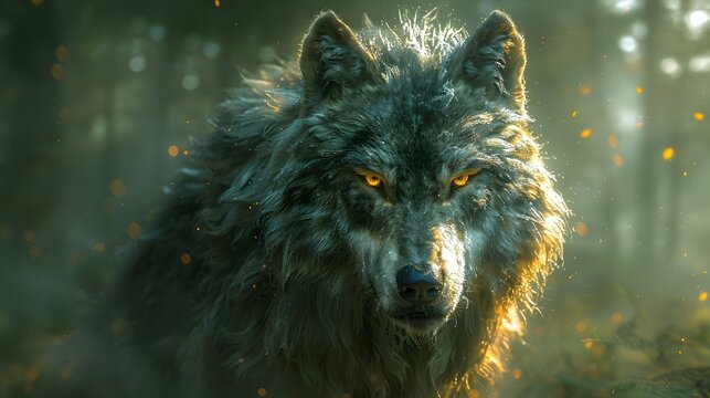 Halloween Night Werewolves Howling Under the Mysterious Midnight Forest Canopy