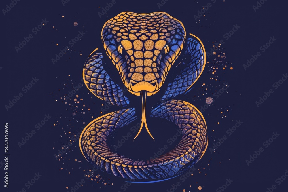 Poster a snake showing its threat display. perfect for wildlife or danger concepts