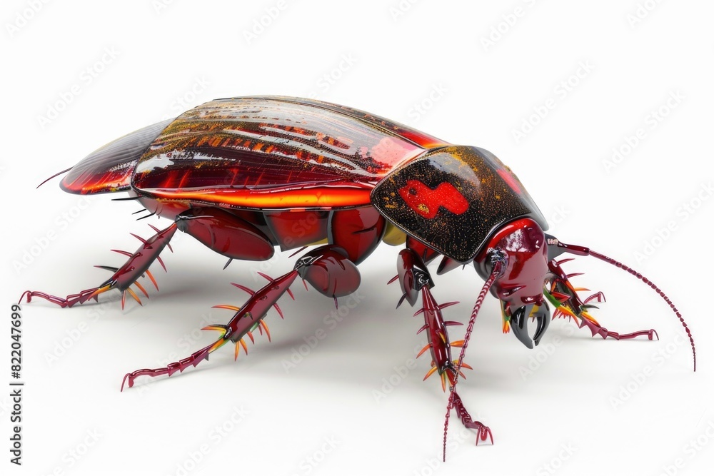 Poster detailed close-up of a bug on a plain white surface. suitable for educational materials or science-r