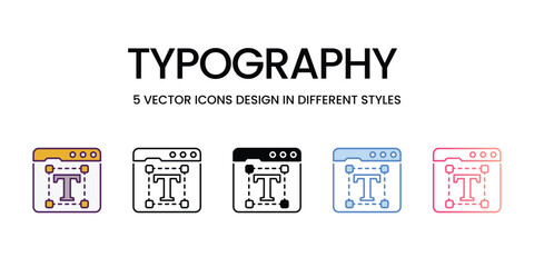 Typography  Icons different style vector stock illustration