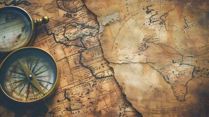 Fototapeta premium Antique Illustrated Map Highlighting a Specific Location with a Circular Text Space