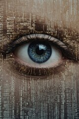 Obraz premium All-Seeing Eye with Digital Pixel Patterns Symbolizing IT Services