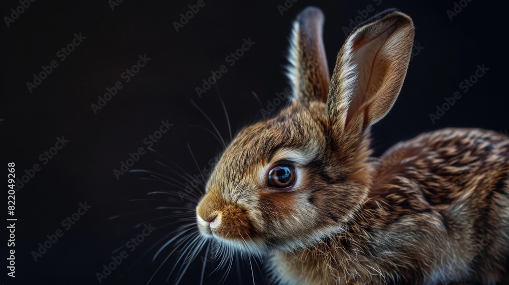 Aufkleber A close up image of a rabbit on a black background. Suitable for various design projects