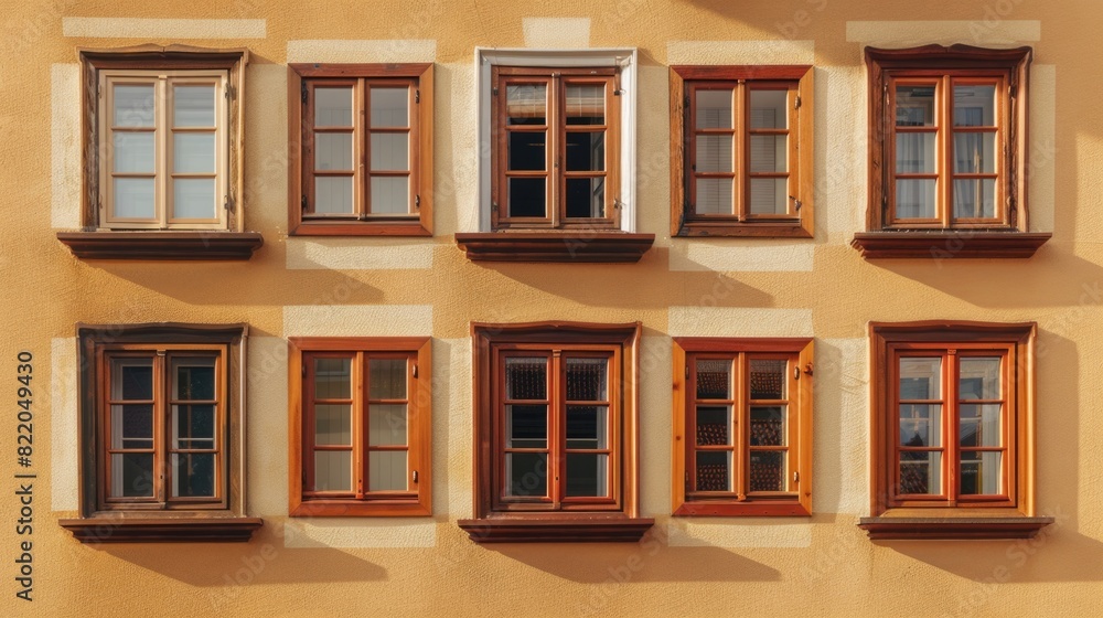 Poster A building with multiple windows, suitable for architectural concepts