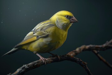 Fototapeta premium A small yellow bird perched on a branch. Suitable for nature and wildlife themes