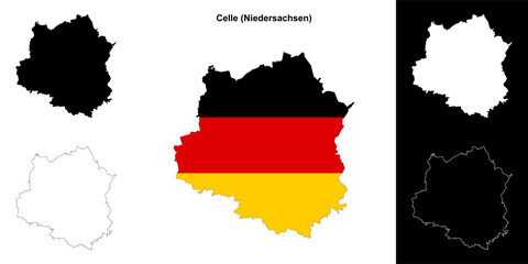 Celle (Niedersachsen) blank outline map set