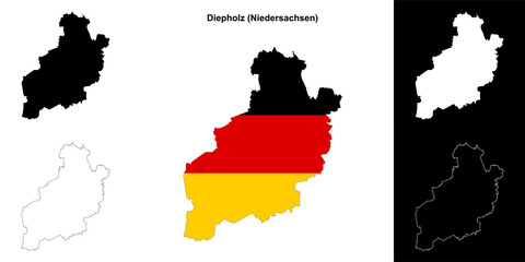 Fototapeta premium Diepholz (Niedersachsen) blank outline map set
