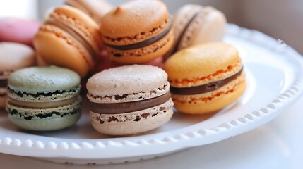 Assorted Macarons on White Plate