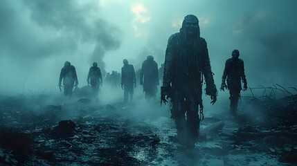 Halloween Zombies Traverse a Haunting PostApocalyptic Landscape