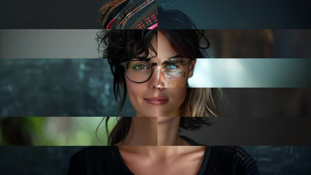 A mosaic of human faces, different ages, nationality, race, culture, gender. united in diversity