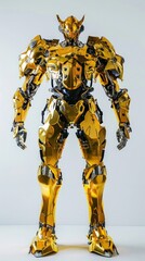 Golden robot on white background