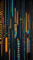 Obraz premium Digital pixelated or bit patterns symbolizing data and communication.