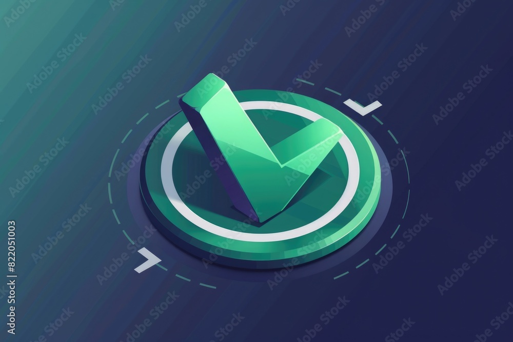 Aufkleber simple green check mark on a blue backdrop. suitable for business presentations