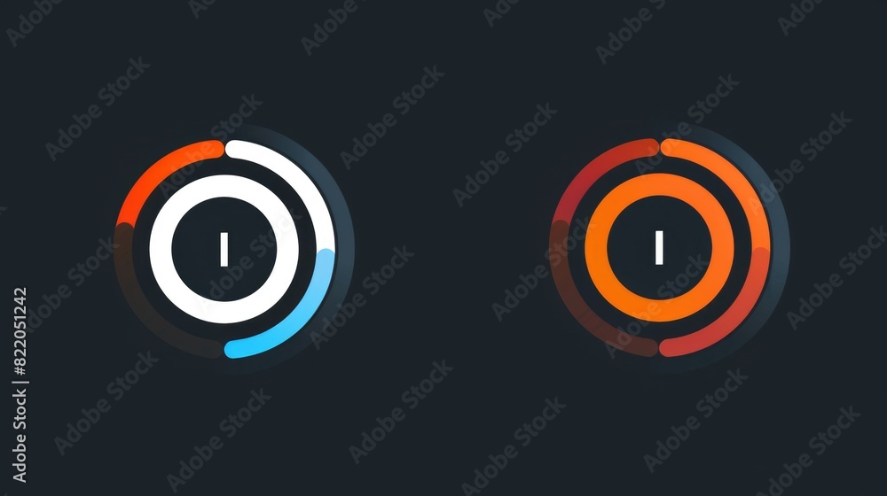Poster Abstract image of two different colored circles on a black background. Suitable for design projects
