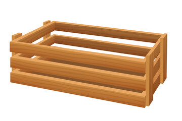 Cartoon wooden container. Delivery container, empty wood box. Vector illustration EPS10
