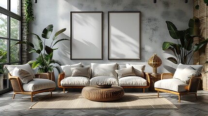 ISO A Paper Size Living Room Wall Art Modern Interior Design Frame Mockup