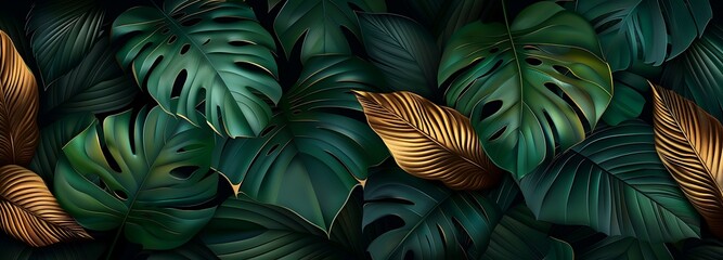 Pattern leaf background green plant tree abstract palm floral wallpaper flower foliage art jungle. Background luxury leaf pattern texture design line summer gold nature monstera fabric golden leaves