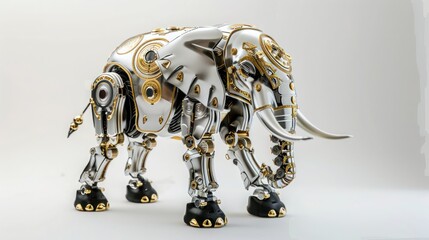 background gold and silver elephant robot