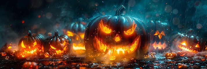 Pumpkin Grins Light Up the Halloween Night A Festive Autumn