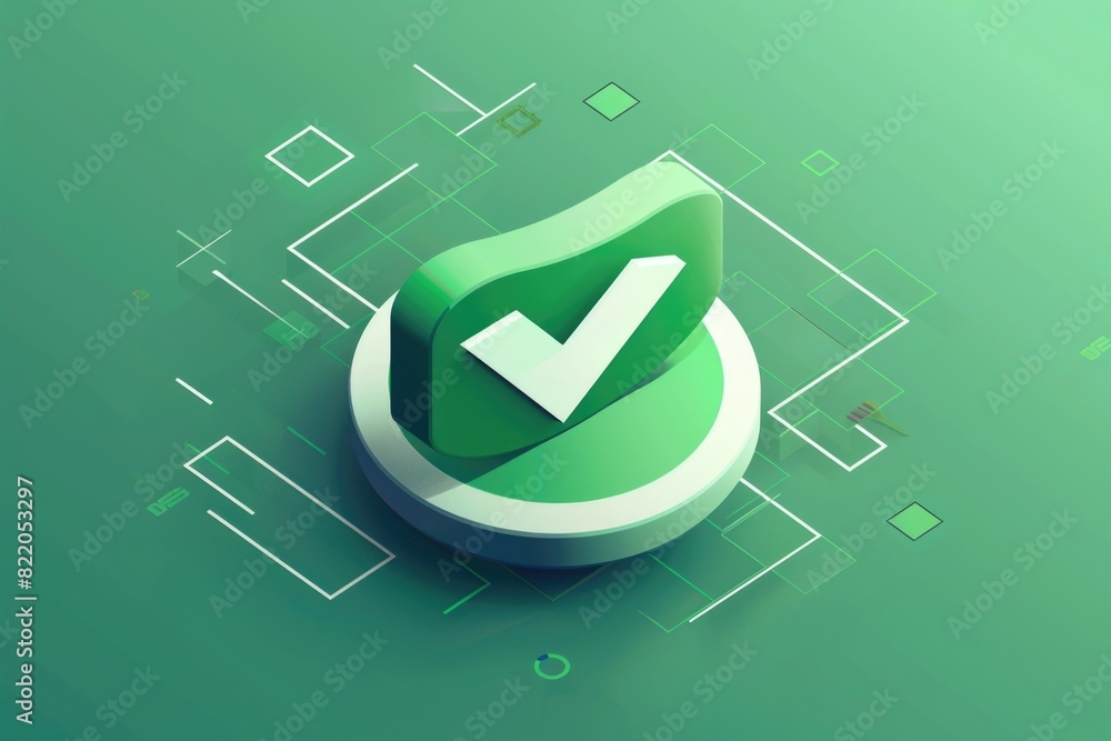 Aufkleber A green button with a check mark symbol. Can be used for confirming actions or selections