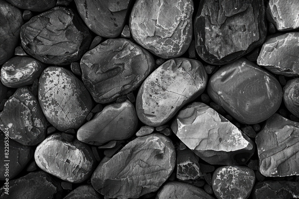 Poster a pile of rocks in black and white, suitable for various design projects.