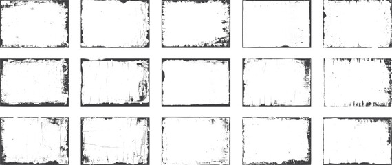 Set of frame different distressed black texture. Distress overlay vector textures. Set of dotted abstract frame. Distressed overlay texture.	