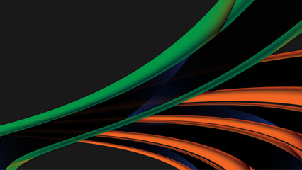 Wavy green orange copper black abstract background. Geometric shape vector illustration.