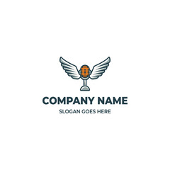 modern wings podcast logo template vector illustration