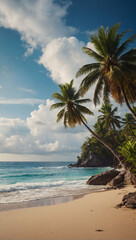 Beach Getaway Banner, Idyllic Tropical Landscape