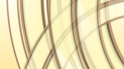 Striped wavy abstract pattern. Colorful print composed of colored gold strips on light yellow background.