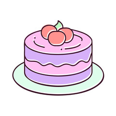 Small cake cupcake with berries, stylized logo icon, isolated, on a white background. Vector illustration