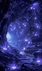 Abstract Alien Terrain With Bioluminescent Plants,Photorealistic HD