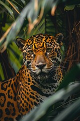 Close up image of a leopard in the jungle, perfect for wildlife and nature concepts