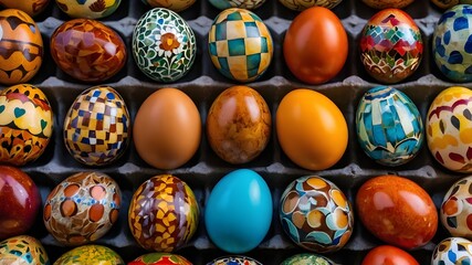 Celebrate International Egg Day with a colorful and vibrant egg mosaic, featuring a variety of eggs from around the world.