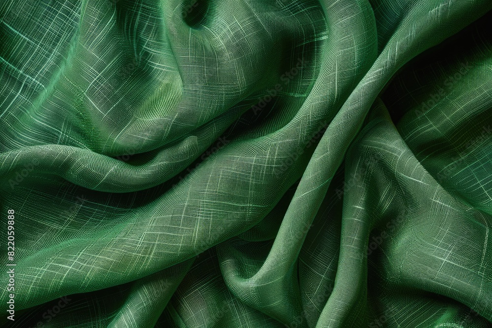 Poster detailed close up shot of a green fabric. ideal for background or texture use