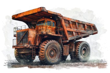 A large orange dump truck parked on the side of the road. Suitable for transportation or construction concepts