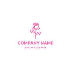 simple pink rose buds logo design vector illustration