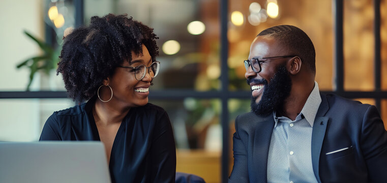 Happy smiling business people colleagues discussing a new project together at meeting in the office
