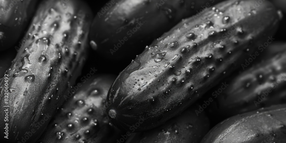 Poster a close-up view of a bunch of cucumbers, perfect for food and agriculture concepts